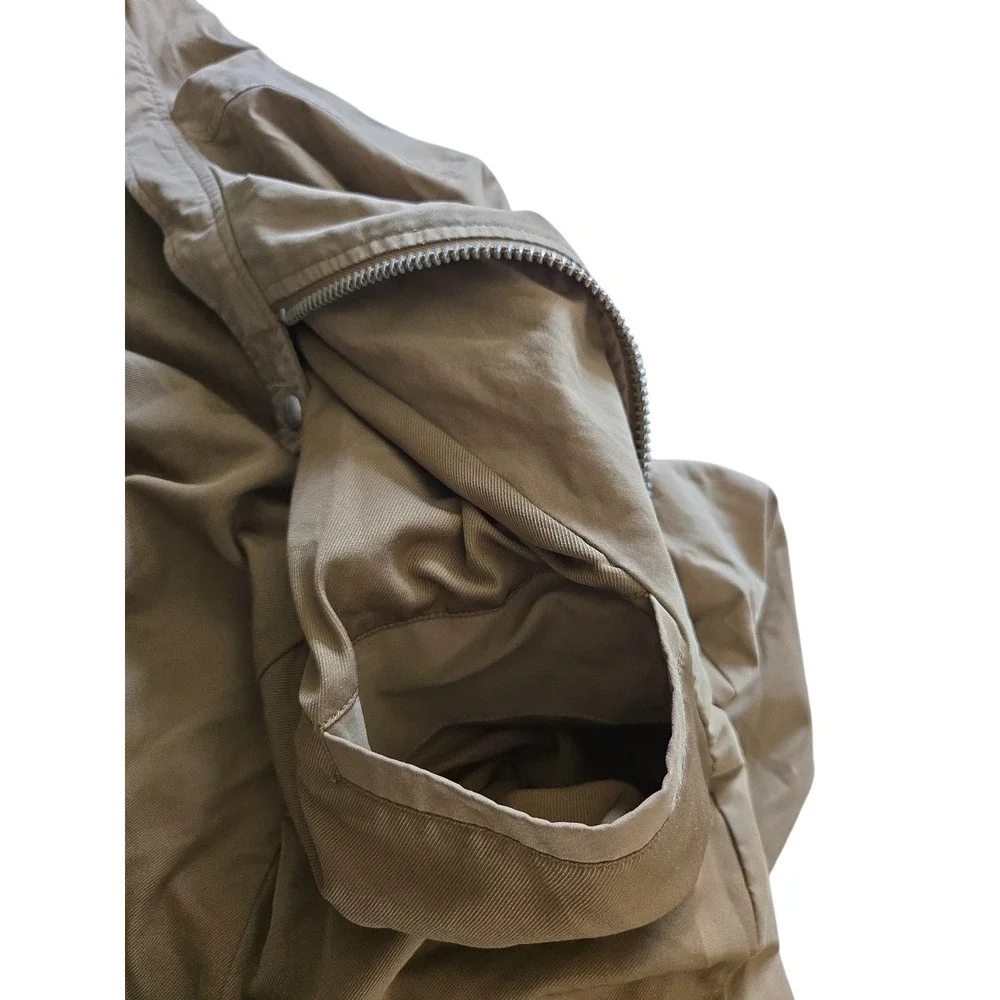 AllSaints Mens Tan Khaki Racer Bomber Jacket XL Embroidered Logo Zip Cuffs - Picture 11 of 16